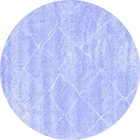 Ahgly Company Indoor Round Trellis Blue Modern Area Rugs, 5' Round