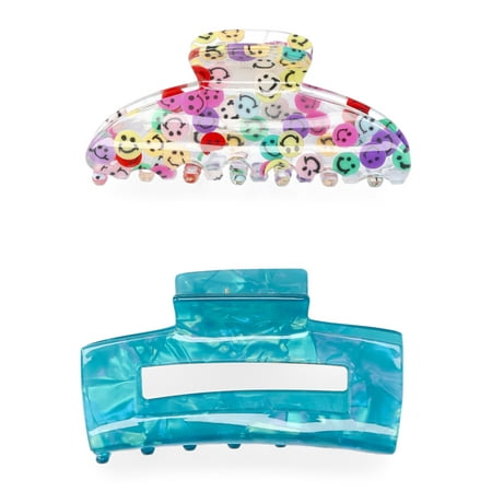 No Boundaries Juniors Hair Claw Clip Set, 2-Pack, Multi-Color
