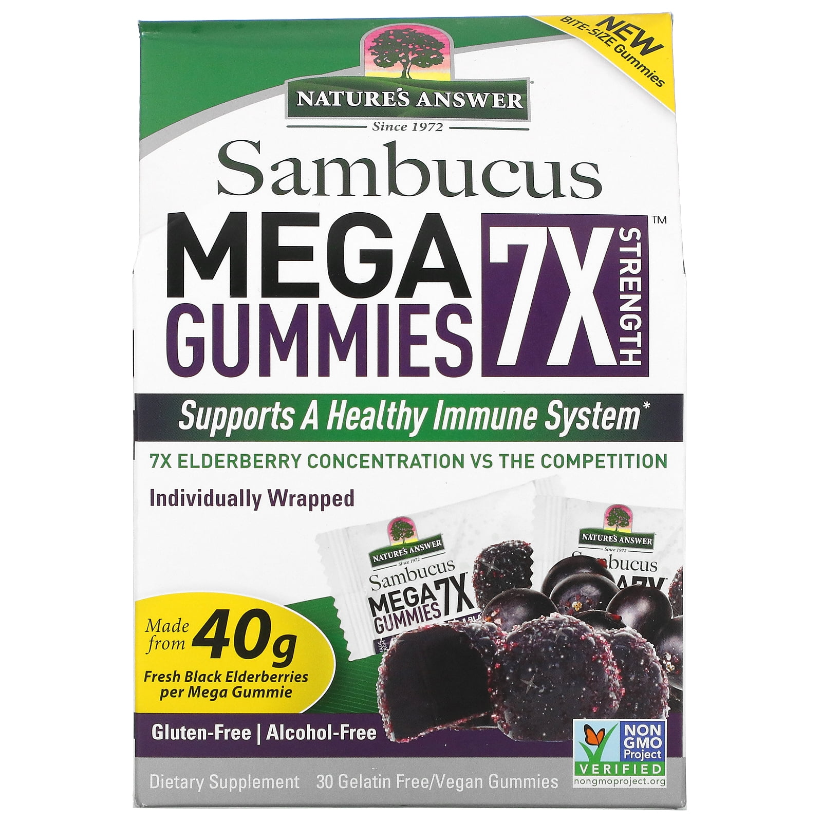 Nature's Answer Sambucus Mega Gummies 7X Strength, Black Elderberry, 30