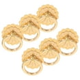 thumbnail image 4 of LOLIPPYY 6pcs Vintage Style Brass Ring Pulls Round Cabinet Knobs Drawer Handles for Dresser Kitchen Cupboard Closet Door Furniture Hardware Golden, 4 of 7
