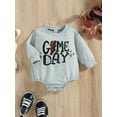 thumbnail image 3 of Seyurigaoka Baby Boys Girls Game Day Romper Tops Casual Long Sleeve Round Neck Star Letter Print Bodysuit for 0-18M Infant Kids, 3 of 9