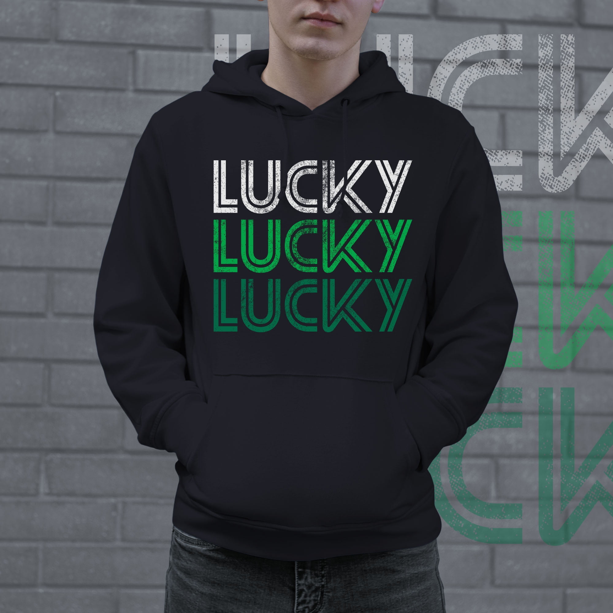 Sweatshirt that says lucky hot sale