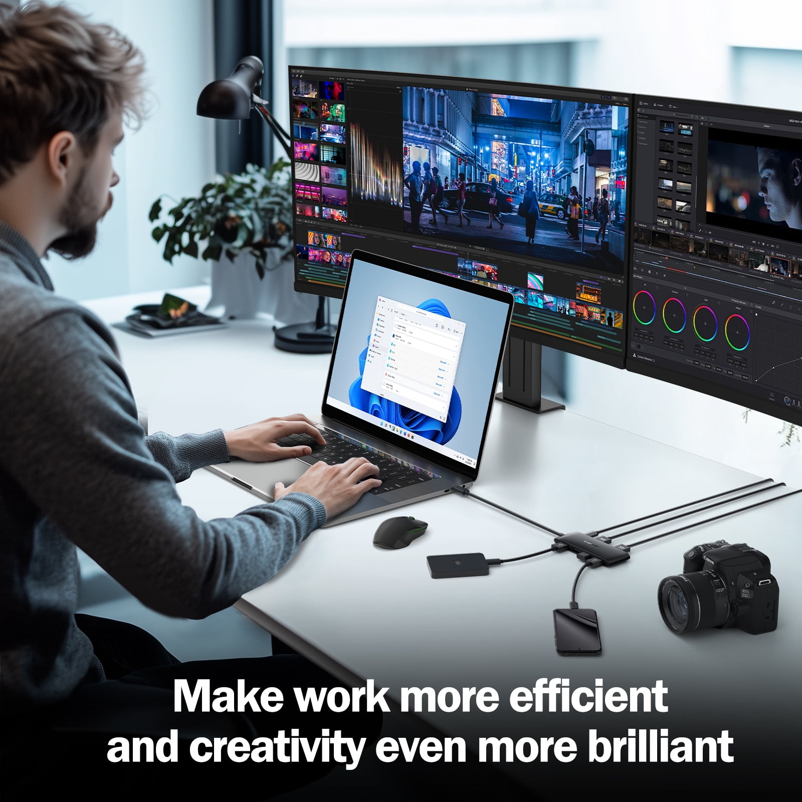 Lemorele 4K 60Hz 7 in 1 Docking Station, USB-C Hub with Dual HDMI  ,5Gbps USB A 3.0/2.0 Data Ports,100W PD USB C Adapter for PC/Laptop/MacBook/Lenovo/HP/Surface
