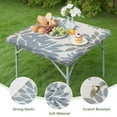 thumbnail image 4 of Blue and Gray Floral Pattern Square Fitted Tablecloth with Elastic Edge,Square Table Cover,Washable Elastic Table Cover for Home Kitchen Party Decor 34"x34", 4 of 6