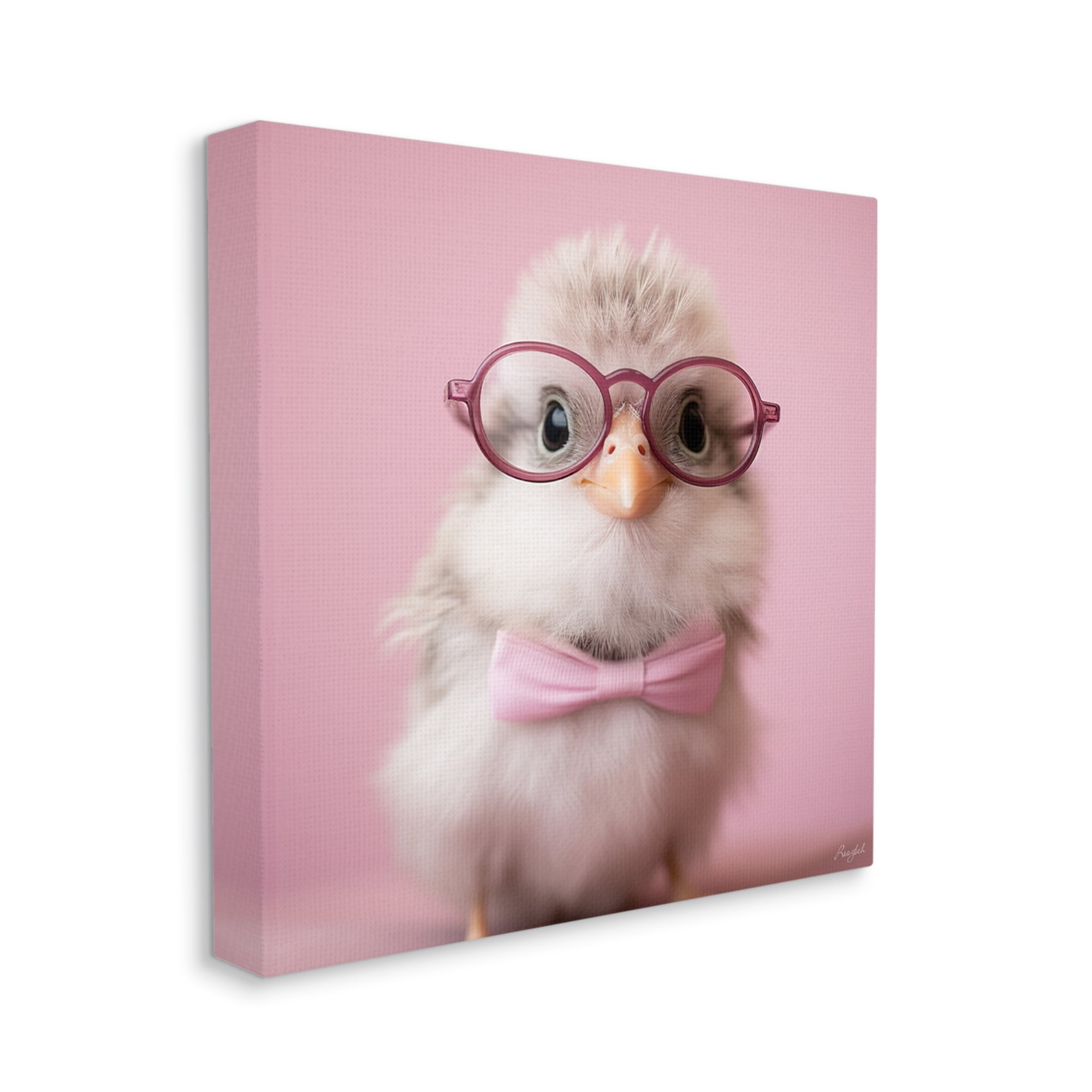 Stupell Industries Bird With Pink Bowtie Animals & Insects Painting Gallery Wrapped Canvas Art Print Wall Art, 36 x 36