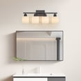 thumbnail image 3 of Newest 24” Modern 4-Light Bathroom Vanity Light, Black Finish with Frosted Glass Shades for Mirror & Vanity, 3 of 9
