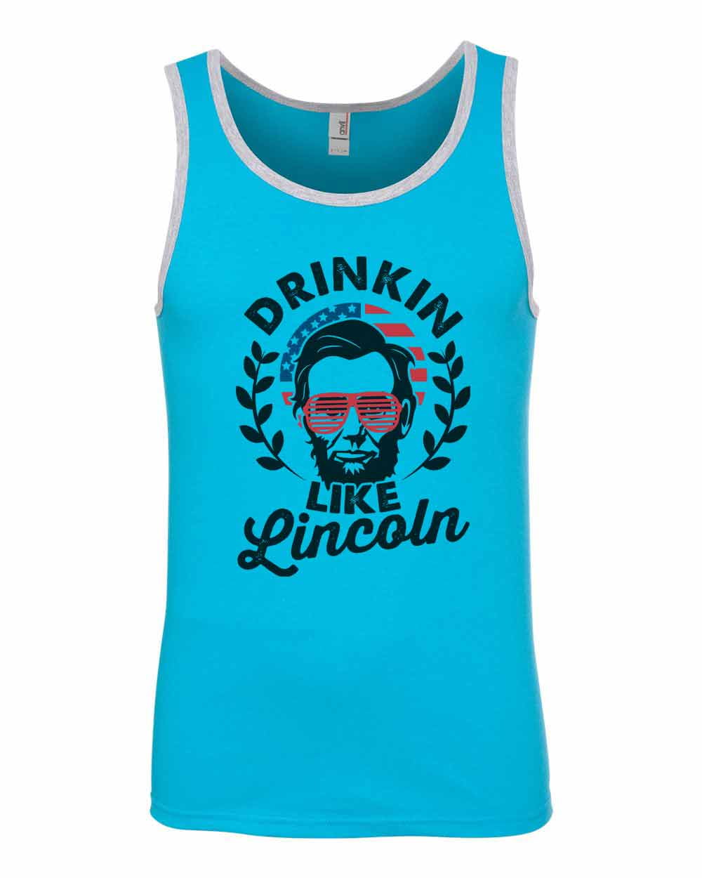 Funny Threadz Mens Funny Tank Top “Drinkin Like Lincoln” 4th Of July