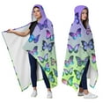 thumbnail image 2 of Wearable Blanket,Gradient Color Butterfly Pattern Hooded Wearable Flannel Blanket for Adults & Teens,Winter Poncho Shawl Wrap Cape Cozy Anti-Pill,50"x60", 2 of 5