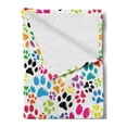 thumbnail image 2 of Dog Soft Flannel Fleece Throw Blanket, Colorful Little Paws Steps Childish Artwork Cartoon Unusual Traces Design, Cozy Plush for Indoor and Outdoor Use, 50" x 70", Purple Blue Green, by Ambesonne, 2 of 5