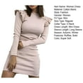 thumbnail image 7 of sunsanly Autumn Winter Office Lady Dress Ruffles Solid Color Commute Dress Slim Fit Knitted Basic Inside Dress Streetwear, 7 of 7