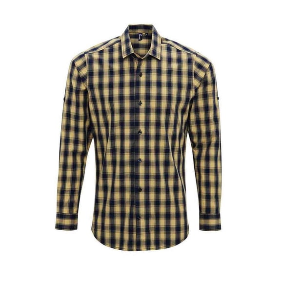 Premier Mens Mulligan Checked Cotton Long-Sleeved Shirt