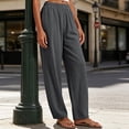 thumbnail image 5 of Women's Tapered Pants, Mid Rise Casual Pants with Elastic Waist & Side Pockets, Work Travel Running Outdoor Wear | VerBelle,Dark Gray M, 5 of 8