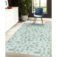 thumbnail image 4 of Modern Decorative Rug, Contemporary Style Geometric Bars and Squares Funky Striped Lattice Print, Quality Carpet for Bedroom Dorm and Living Room, 6 Sizes, Jade Green, by Ambesonne, 4 of 4