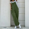 thumbnail image 2 of TYGHBN Women's Casual Sleeveless Dungarees Loose Long Jumpsuit Pants Trousers Overalls Women Casual Pants Petite Pants Women Casual Short Soft Pants Women Casual Womens Lightweight Pants Casual Pants, 2 of 7