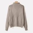 thumbnail image 5 of Hpapadks Pullover Sweaters for Women Turtleneck Solid Knit Sweaters Fall Winter Patchwork Thickened Loose Outer Wear Top Cable Knit Sweater Women Khaki S, 5 of 7