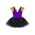 thumbnail image 4 of TiaoBug Kids Girls Ringmaster Circus Uniform Halloween Costume Tulle Tutu Dress with Feather Hat Purple 5, 4 of 7