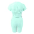 thumbnail image 5 of RMGVDSD Solid Color Two Piece Outfits For Women Short Sleeve Crop Top And Bodycon Shorts Joggers Tracksuit Sweatsuit Womens Short Summer Outfits, 5 of 5