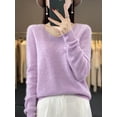 thumbnail image 5 of Suéter de mujer 100 % lana merino, cuello en V, manga larga, jersey básico de otoño e invierno, prendas de punto de cachemira, ropa cálida para mujer, 5 of 5