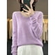 thumbnail image 5 of Suéter de mujer 100 % lana merino, cuello en V, manga larga, jersey básico de otoño e invierno, prendas de punto de cachemira, ropa cálida para mujer, 5 of 5