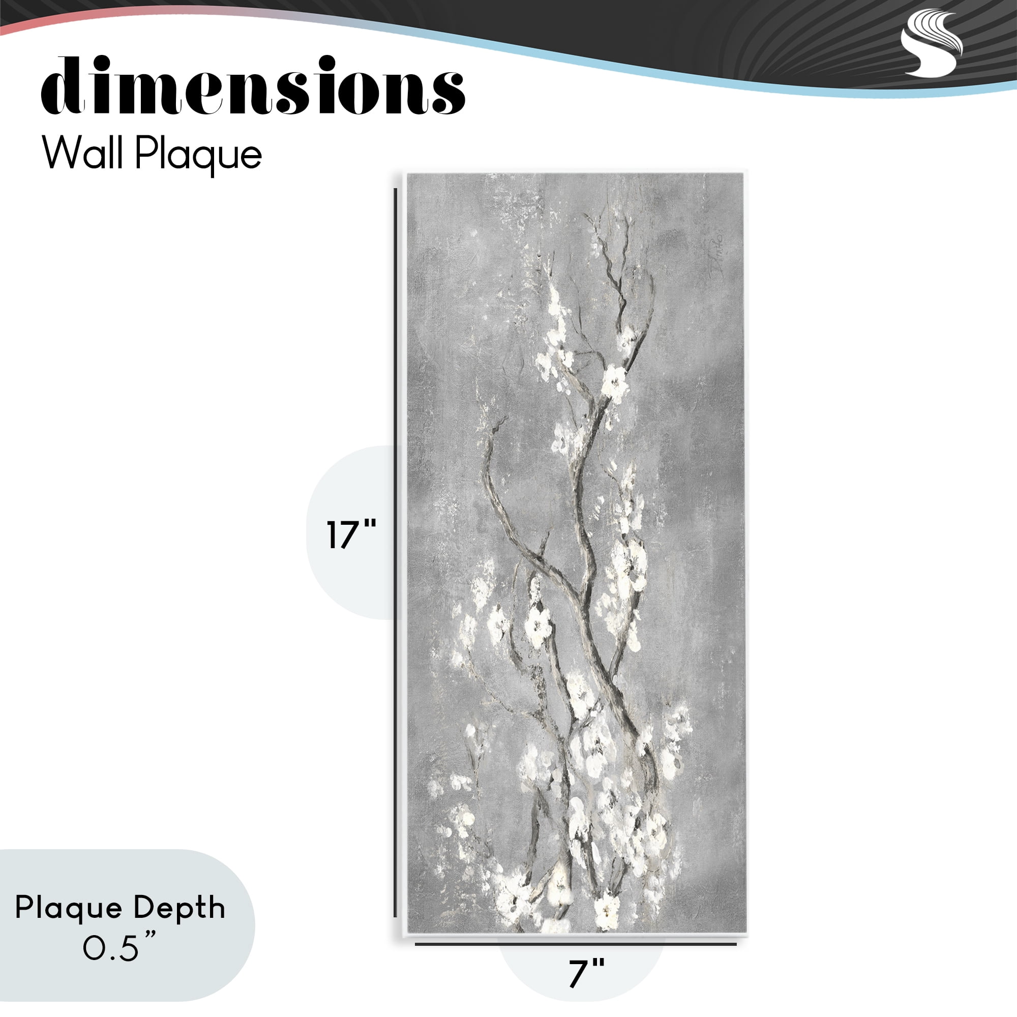 Stupell Industries White Cherry Blossoms Reaching Wall Plaque Art, design by Patricia Pinto