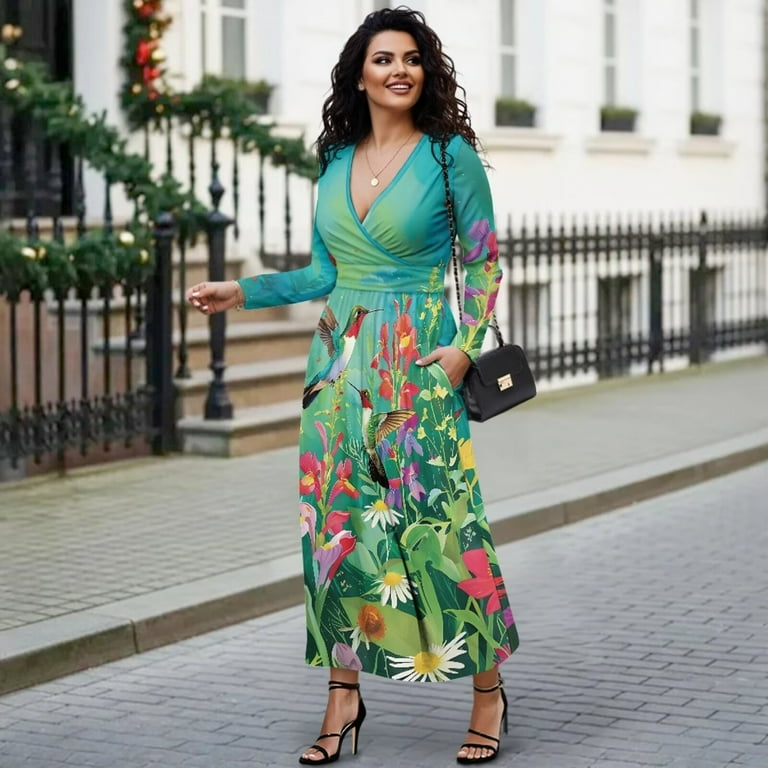 fall print dress Puff Sleeve Gauze Dress main image 1