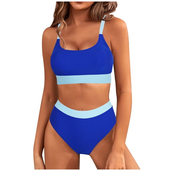 OSFVNOXV Bikinis for Women High Waisted Bathing Suits Quick Drying Water-Proof Push Up Bras Color Blocked and Matching Swimwear Bottoms