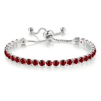 Paris Jewelry 18K White Gold 6 Ct. Created Ruby Round Adjustable Tennis Bracelet Women plated