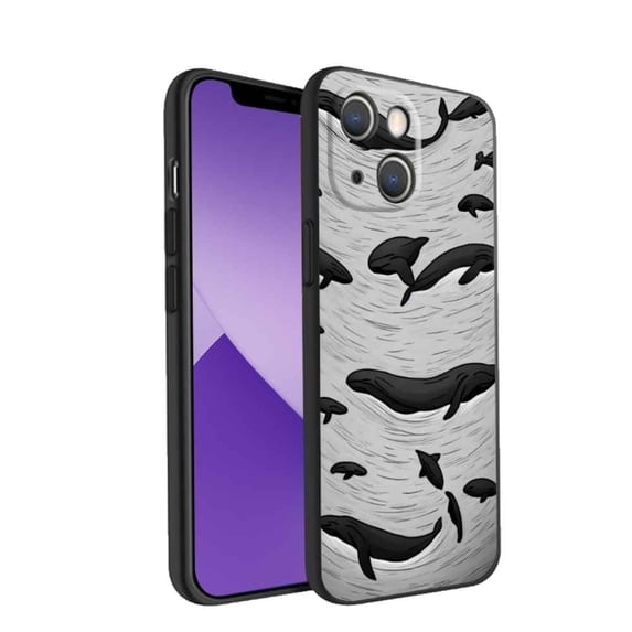 Compatible with iPhone 14 Phone Case, Whales-7 Case Men Women, Flexible Silicone Shockproof Case for iPhone 14