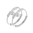 thumbnail image 2 of Trayknick 2Pcs Adjustable Infant Baby Embossing Bell Bangle Hand Bracelet Jewelry Gift Silver, 2 of 10
