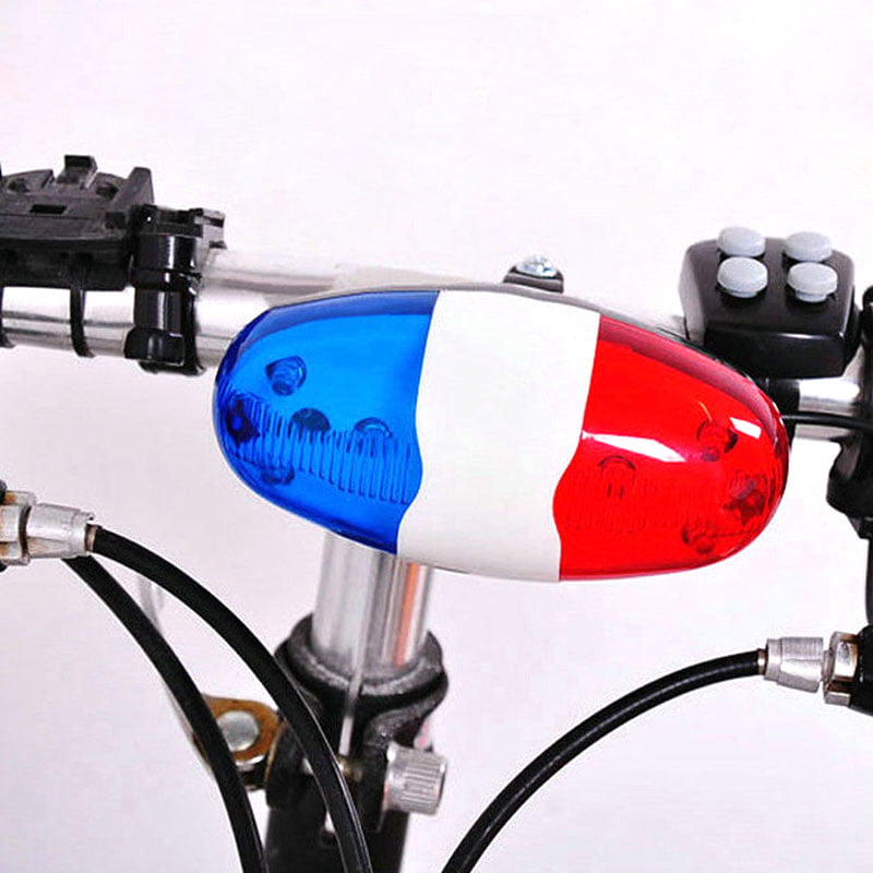 Bike Bicycle Cycling 4 Sounds 6 LED Police Car Siren Electric Light Horn Bell US 