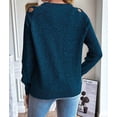 thumbnail image 6 of Katigan Women Cute Cold Shoulder Pullover Sweaters Knitted Cozy Fitted Long Sleeve Trendy Sweater Blue S, 6 of 7