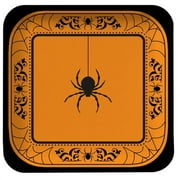 Halloween Orange Wicked Web 7" Square Lunch Plates, 8-Count