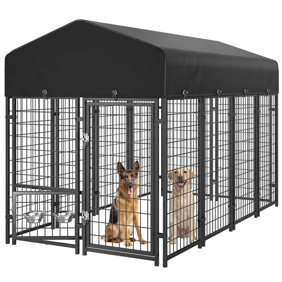 Outdoor Dog Kennel, Dog Run for Outdoor, Large Dog Pens Cage with Roof Waterproof for Large to Medium Dog Outside (8'Lx4'Wx6'H)