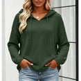 thumbnail image 6 of Womens Pullover Hoodies Zaewscy Women's Fall Casual Hooded V Neck Long Sleeve Sweatshirt Army Green M, 6 of 7