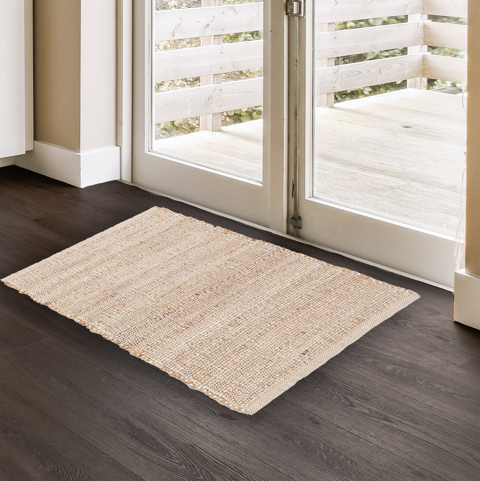 · REDEARTH · Jute Cotton Area Rug - 2'x3' Rectangular Rug, Sustainable Handwoven, Non-Shedding, Soft & Durable – Reversible, Neutral Tones for Home Décor in Living Room, Dining Room, Bedroom,Set of 2
