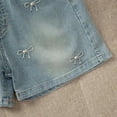 thumbnail image 7 of CINVREST Jean Shorts Girls 4-15 Years Elastic Wasit Bowknot Denim Short Summer Casual Cute Pants (14 Years, Light Blue), 7 of 7
