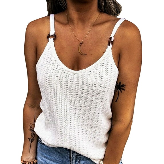 Gvmfive Women Tank Tops Sleeveless Solid Color Knit Cami Tops