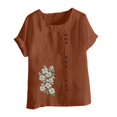 thumbnail image 4 of Túnica de Manga Corta Tops para las Mujeres Océano Pescado Impreso Blusa, Ropa Casual Ver Botón Arriba Camiseta, 4 of 4
