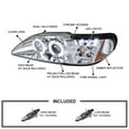 thumbnail image 3 of Spec-D Tuning Halo LED Chrome Housing Clear Lens Projector Headlights Compatible with 1994-1998 Ford Mustang, Left + Right Pair Headlamps Assembly, 3 of 5