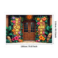 thumbnail image 5 of LUUFILx Tropical Hawaiian Welcome Banner Tiki Mask Backdrop Aloha Party Decoration Summer Festive Event Luau Background Colorful Floral Beach Vibes, 5 of 7