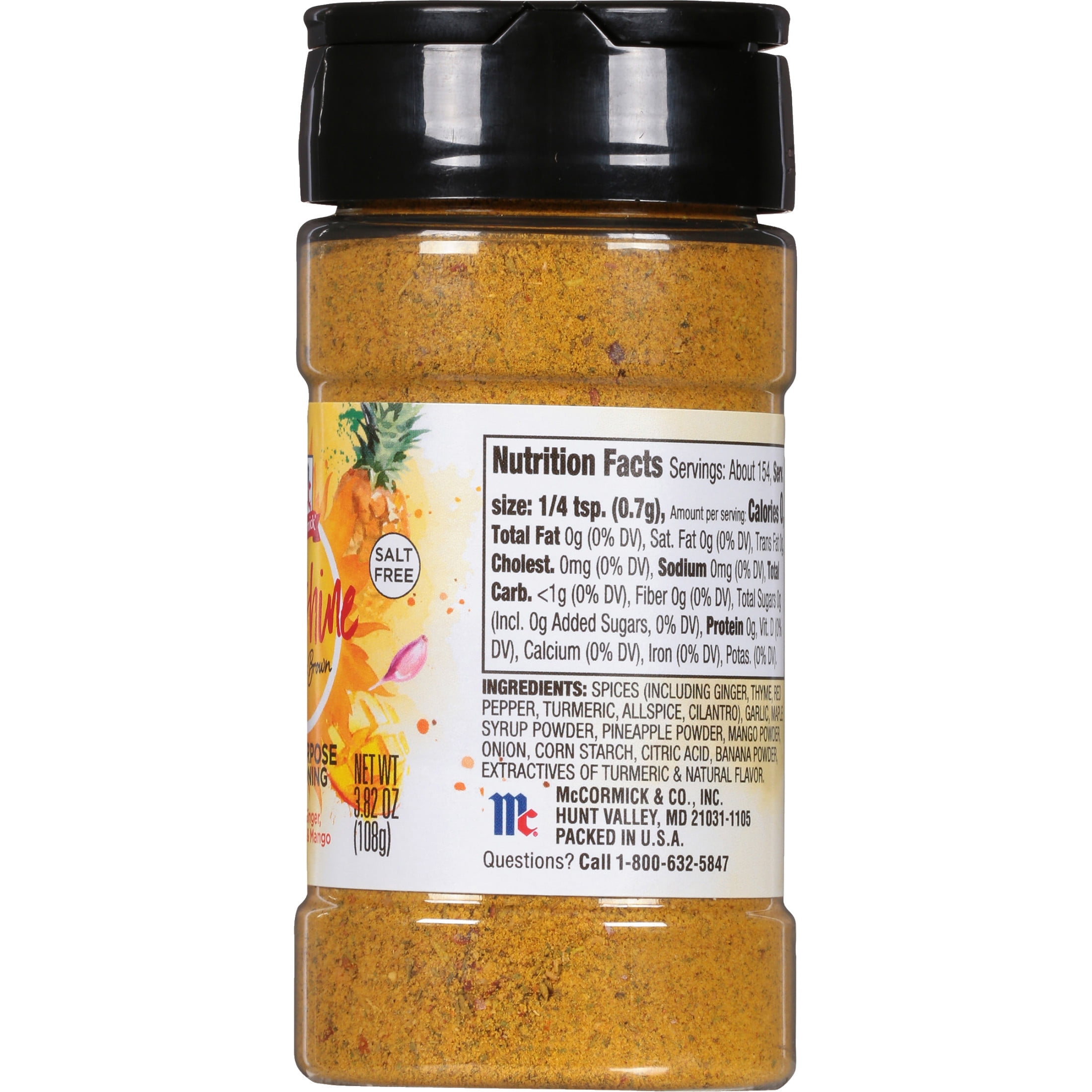 McCormick Salt Free Sunshine by Tabitha Brown All Purpose Seasoning, 3.82 oz Bottle