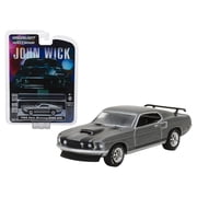 1969 Ford Mustang Boss 429 Gray Metallic with Black Stripes John Wick (2014) Movie 1/64 Diecast Model Car by Greenlight