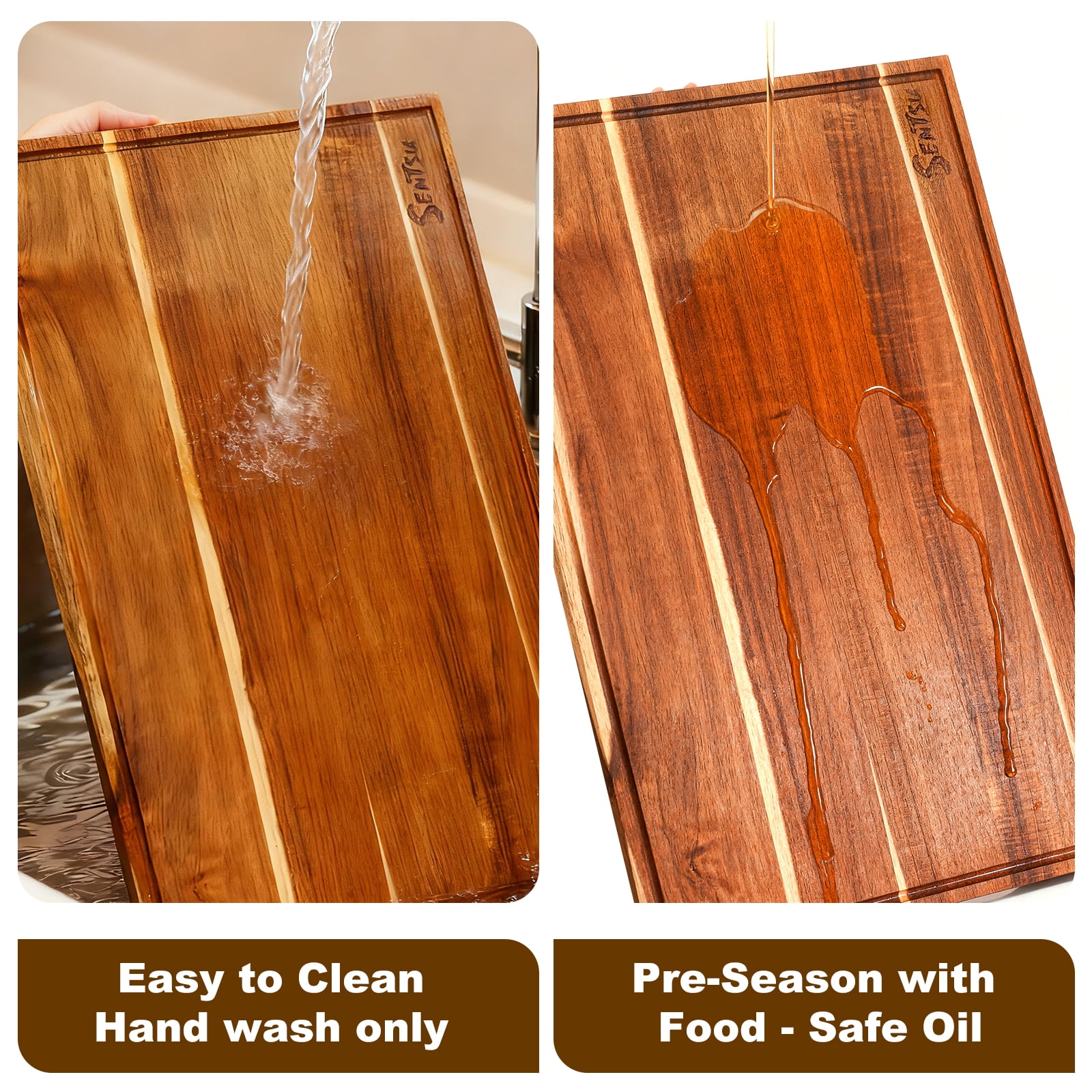 Sentsu 30x20 Acacia Wood Cutting Board, Extra Large Wooden Butcher Block for Kitchen Prep, BBQ and Charcuterie Serving