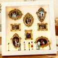 thumbnail image 2 of Mini Museum Silhouette Box DIY Kit - 9.9x9.9in Wood Resin Set with 8 Gold Frames & 7 Figurines, 2 of 5