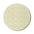 thumbnail image 1 of Abstract Mouse Pad for Computers, Nursery Concept of Tiny Twiggy Tulips and 4 Petal Flowers, Round Non-Slip Thick Rubber Modern Gaming Mousepad, 8" Round, Yellow Green Salmon, by Ambesonne, 1 of 2
