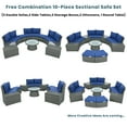 thumbnail image 4 of 10 Piece Outdoor Half-Moon Furniture Set, Wicker Sectional Conversation Set with 2 Storage Box and Glass Coffee Table, Waterproof Patio Curved Sofa Set with Cushions, Blue, 4 of 8