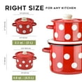 thumbnail image 4 of Novomoskovsjka Posuda Red White Polka Dot Cylindrical Enamel Pot with Lid Set of 2 pcs 2.1 Qt (2 L)/4.8 Qt (4.5 L) Enameled Steel Stockpots Cooking Pot Induction Pot Kitchen Pot Stock Pot Soup Pot, 4 of 6