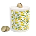 thumbnail image 2 of Nature Piggy Bank, Exotic Lemon Tree Branches Yummy Delicious Kitchen Gardening Design, Ceramic Coin Bank Money Box for Cash Saving, 3.6" X 3.2", Fern Green Yellow White, by Ambesonne, 2 of 4
