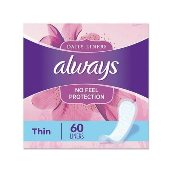 Thin Daily Panty Liners 60/Pack, 12 Pack/Carton