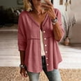 thumbnail image 2 of FAVIPT Women's Cotton Button Down Cardigan 3/4 Sleeve Lace Patchwork Linen Jackets Casual Loose Summer Trendy Outfits Pink,M, 2 of 8
